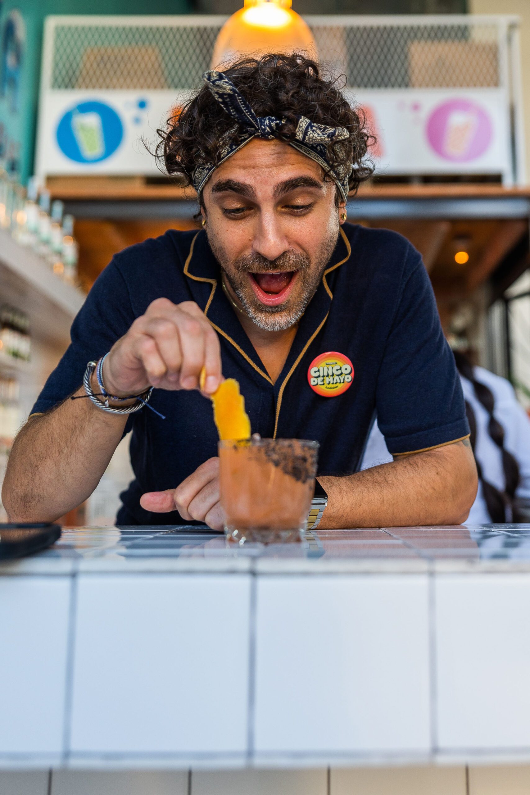 Gio Gutierrez tasting food